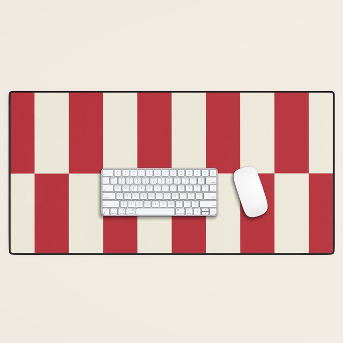 Duo II - Crean and Red Stripes Desk Mat Gallery Image 1