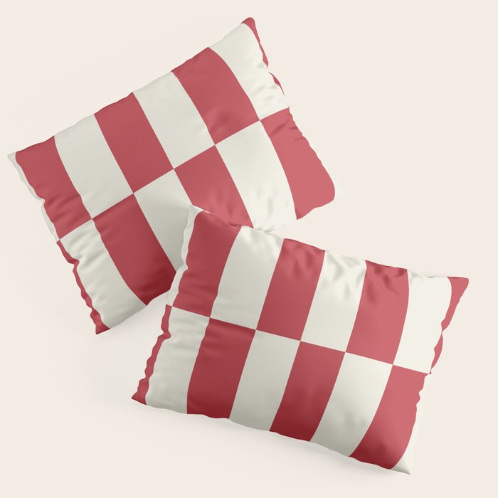 Duo II - Crean and Red Stripes Pillow Sham Gallery Image 3