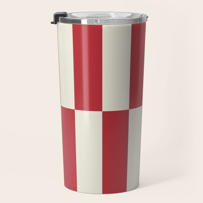 Duo II - Crean and Red Stripes Travel Mug Gallery Image 3