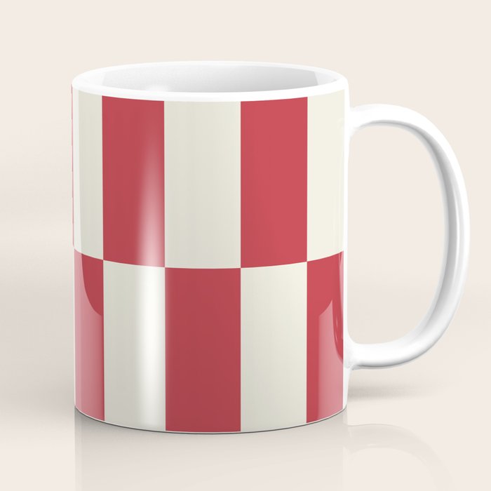 Duo II - Crean and Red Stripes Coffee Mug Gallery Image 1