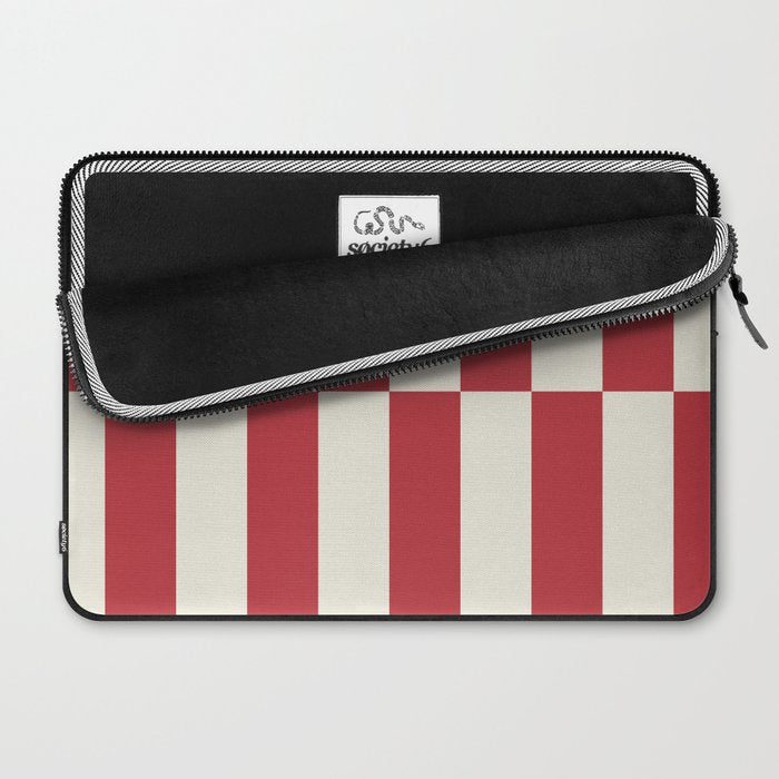 Duo II - Crean and Red Stripes Laptop Sleeve Gallery Image 2