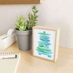 Sea Glass Cairn Watercolor - Teal and Blue Mini Art Print Gallery Image 2