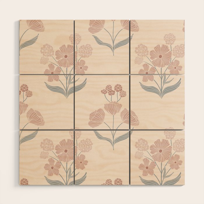Dusty Rose Classic Floral Wood Wall Art Gallery Image 1