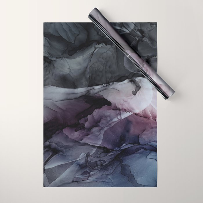 Moody Dark Chaos Inks Abstract Wrapping Paper Gallery Image 1