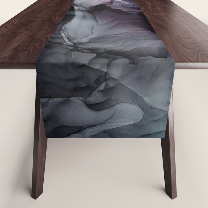 Moody Dark Chaos Inks Abstract Table Runner Gallery Image 1