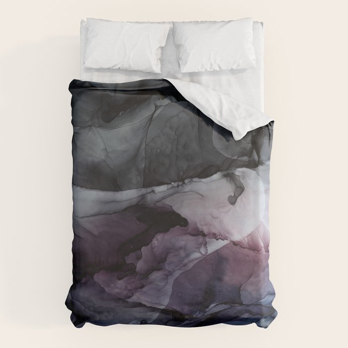 Moody Dark Chaos Inks Abstract Duvet Cover Gallery Image 1