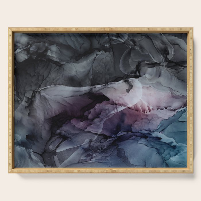 Moody Dark Chaos Inks Abstract Serving Tray Gallery Image 1