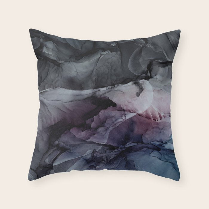 Moody Dark Chaos Inks Abstract Throw Pillow Gallery Image 6