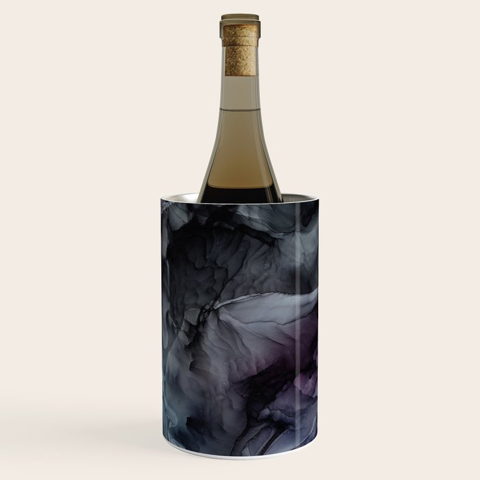 Moody Dark Chaos Inks Abstract Wine Chiller Gallery Image 2