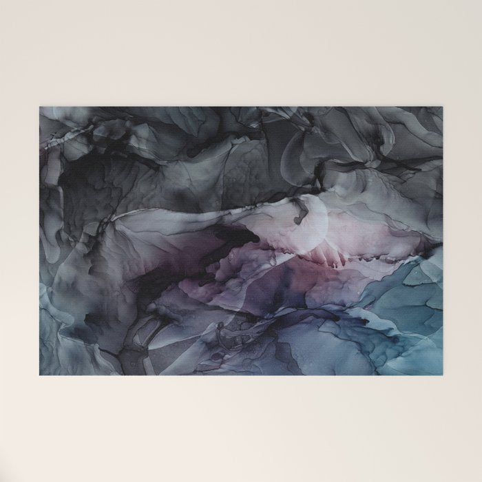 Moody Dark Chaos Inks Abstract Welcome Mat Gallery Image 1
