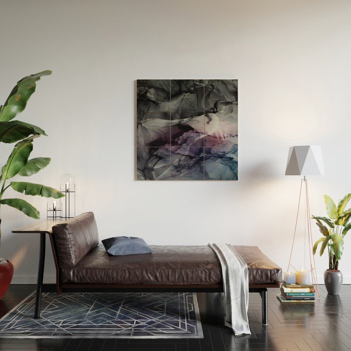 Moody Dark Chaos Inks Abstract Wood Wall Art Gallery Image 2