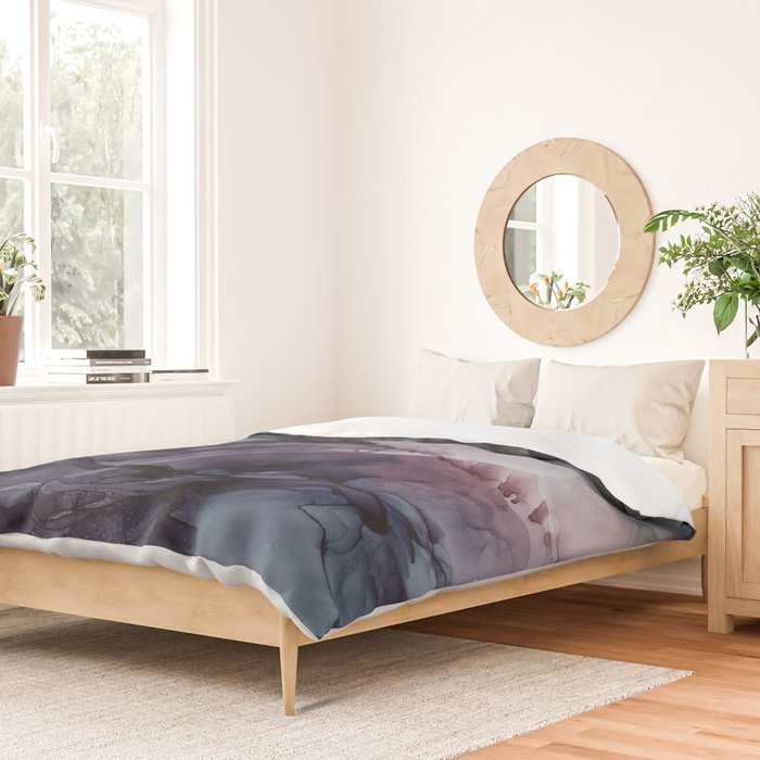 Moody Dark Chaos Inks Abstract Duvet Cover Gallery Image 2