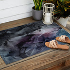 Moody Dark Chaos Inks Abstract Outdoor Rug Gallery Image 2
