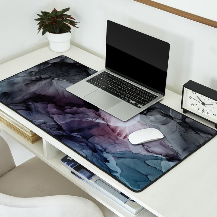 Moody Dark Chaos Inks Abstract Desk Mat Gallery Image 2