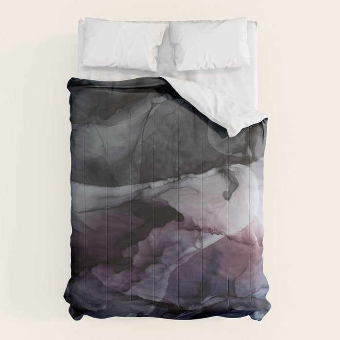 Moody Dark Chaos Inks Abstract Comforter Gallery Image 6