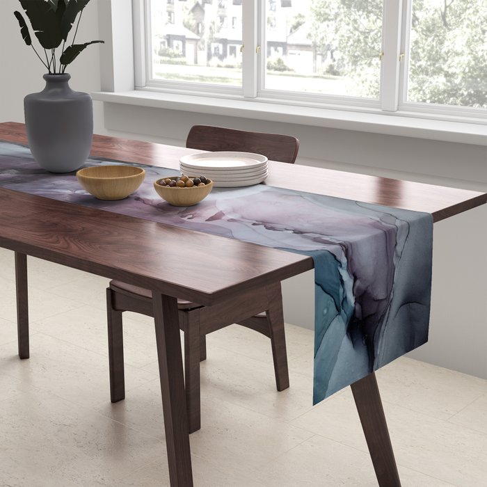 Moody Dark Chaos Inks Abstract Table Runner Gallery Image 2