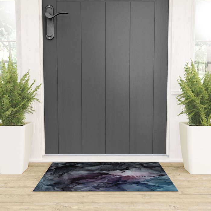 Moody Dark Chaos Inks Abstract Welcome Mat Gallery Image 3