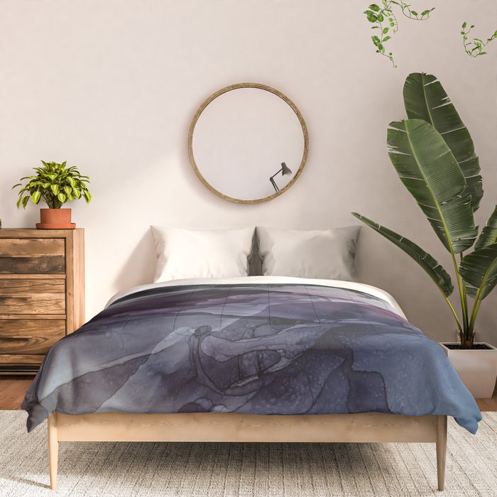 Moody Dark Chaos Inks Abstract Comforter Gallery Image 3