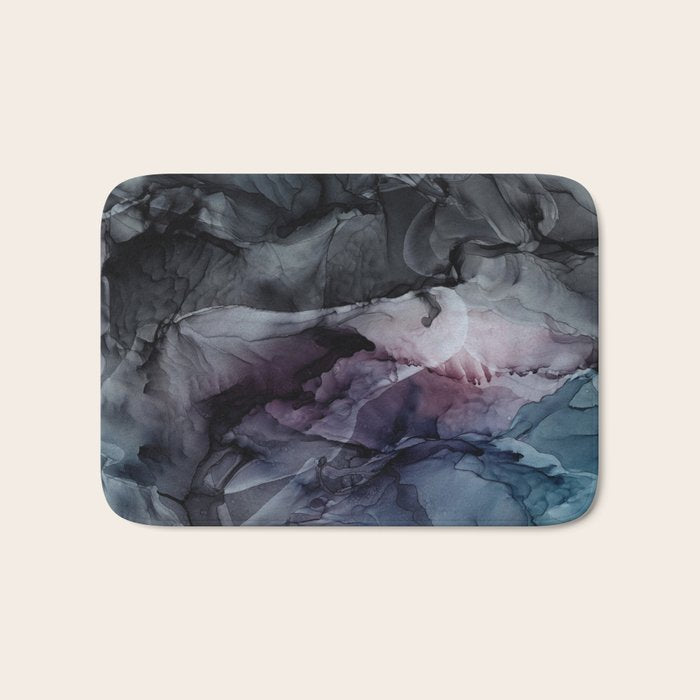 Moody Dark Chaos Inks Abstract Bath Mat Gallery Image 1