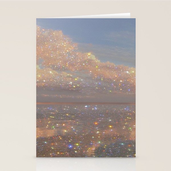 Magical sparkle sunset | shining sky | ocean | waves | sea | diamonds | collage | blue | nature |  Stationery Card Gallery Image 2