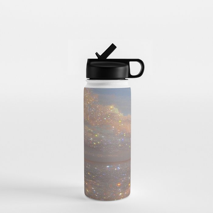 Magical sparkle sunset | shining sky | ocean | waves | sea | diamonds | collage | blue | nature |  Water Bottle Gallery Image 1