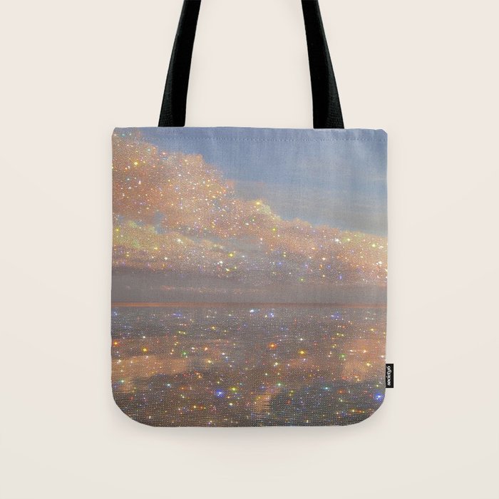 Magical sparkle sunset | shining sky | ocean | waves | sea | diamonds | collage | blue | nature |  Tote Bag Gallery Image 1