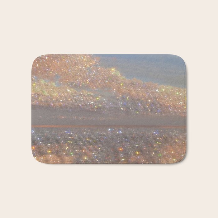 Magical sparkle sunset | shining sky | ocean | waves | sea | diamonds | collage | blue | nature |  Bath Mat Gallery Image 1