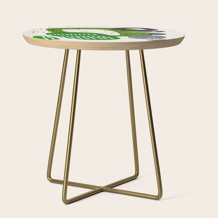 Fun Mid Century Modern Abstract Minimalist Olive Green Rings Grey Black Accent Side Table Gallery Image 1