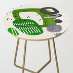 Fun Mid Century Modern Abstract Minimalist Olive Green Rings Grey Black Accent Side Table Gallery Image 2