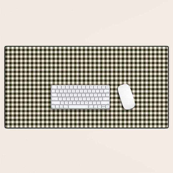 Dark Black Gingham Desk Mat Gallery Image 1