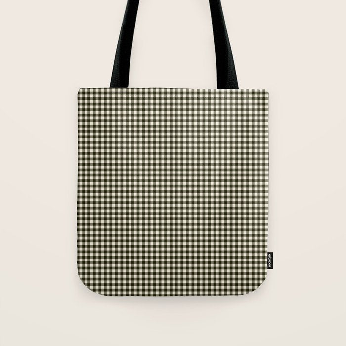 Dark Black Gingham Tote Bag Gallery Image 1