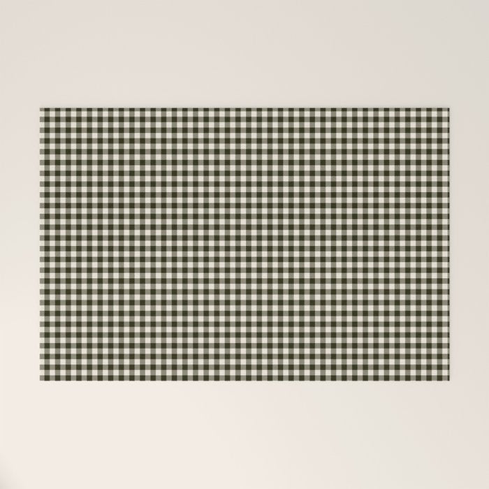 Dark Black Gingham Welcome Mat Gallery Image 1