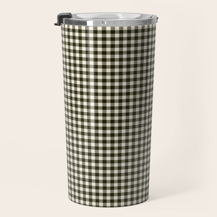 Dark Black Gingham Travel Mug Gallery Image 3