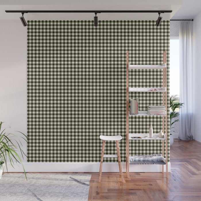 Dark Black Gingham Wall Mural Gallery Image 1