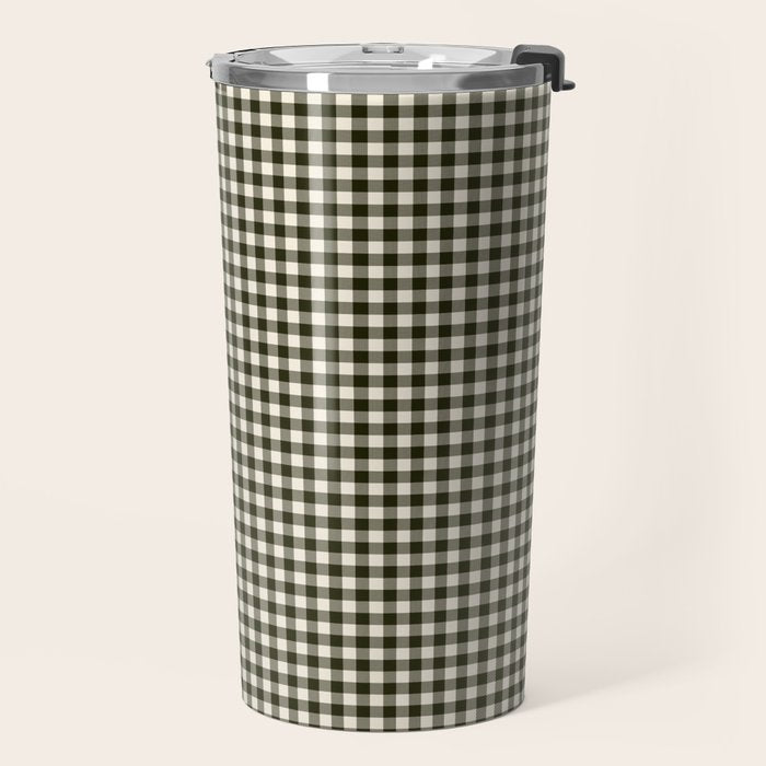 Dark Black Gingham Travel Mug Gallery Image 2