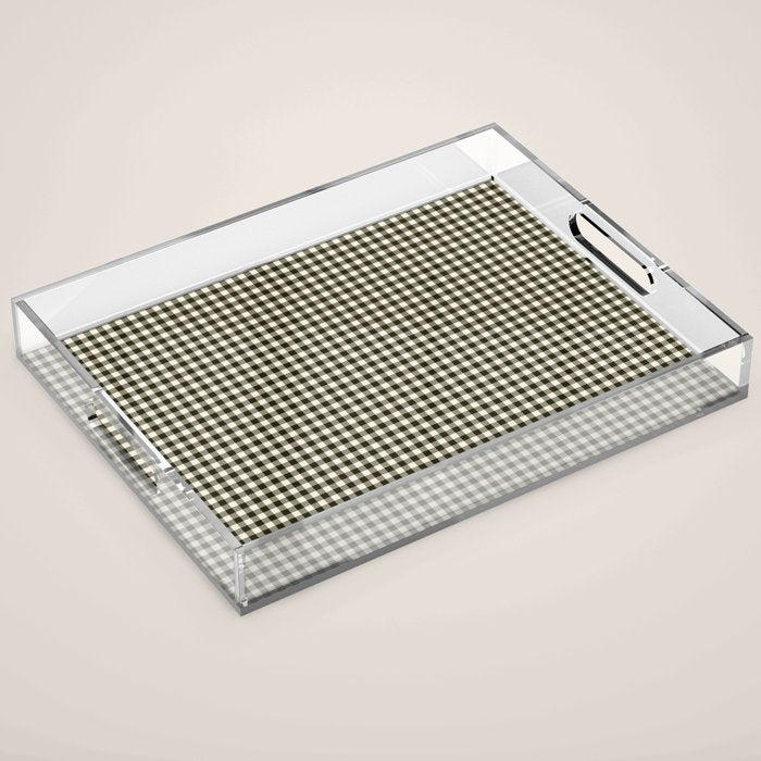Dark Black Gingham Acrylic Tray Gallery Image 1