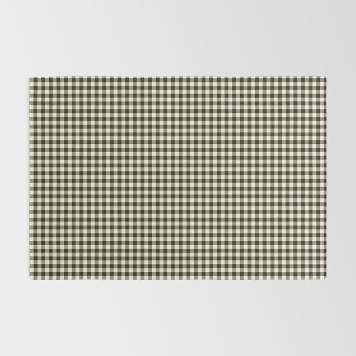 Dark Black Gingham Rug Gallery Image 2