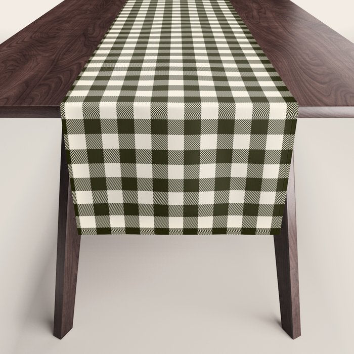Dark Black Gingham Table Runner Gallery Image 1