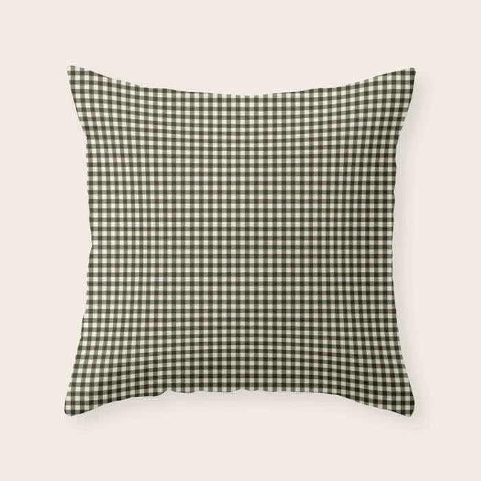 Dark Black Gingham Throw Pillow Gallery Image 6