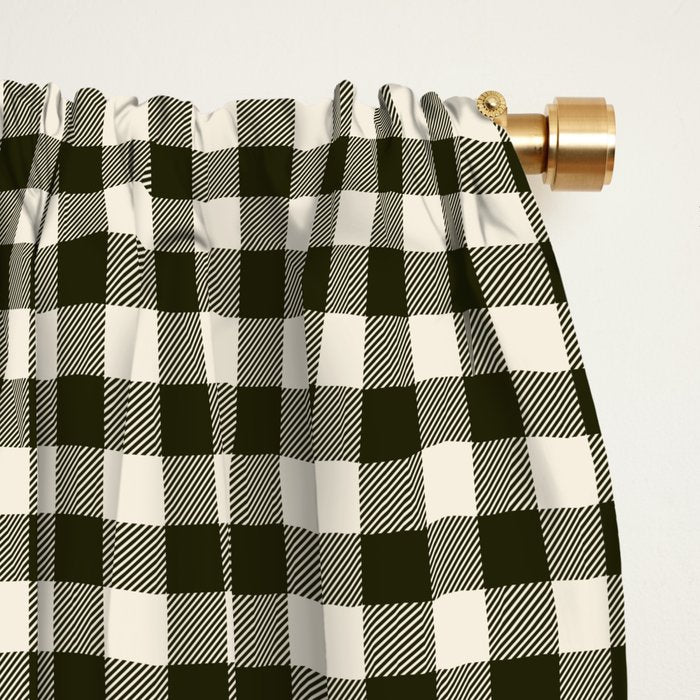 Dark Black Gingham Window Curtain Gallery Image 2