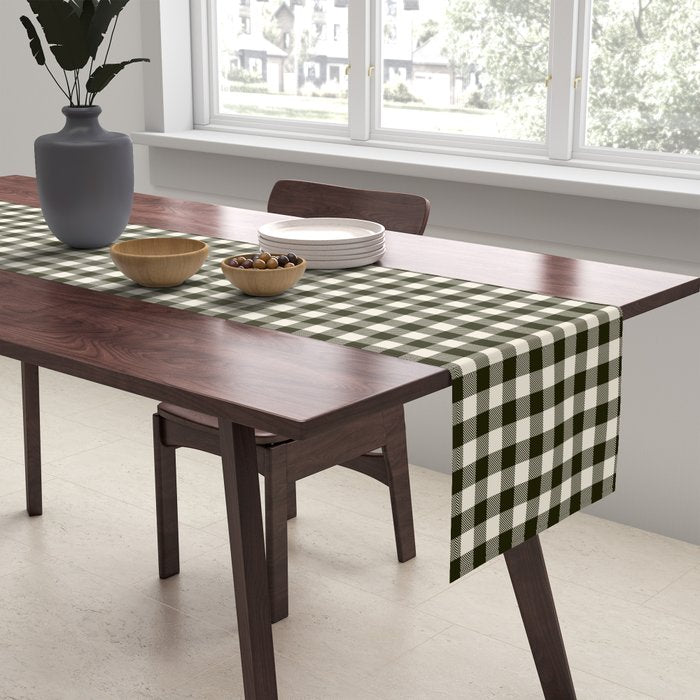 Dark Black Gingham Table Runner Gallery Image 2