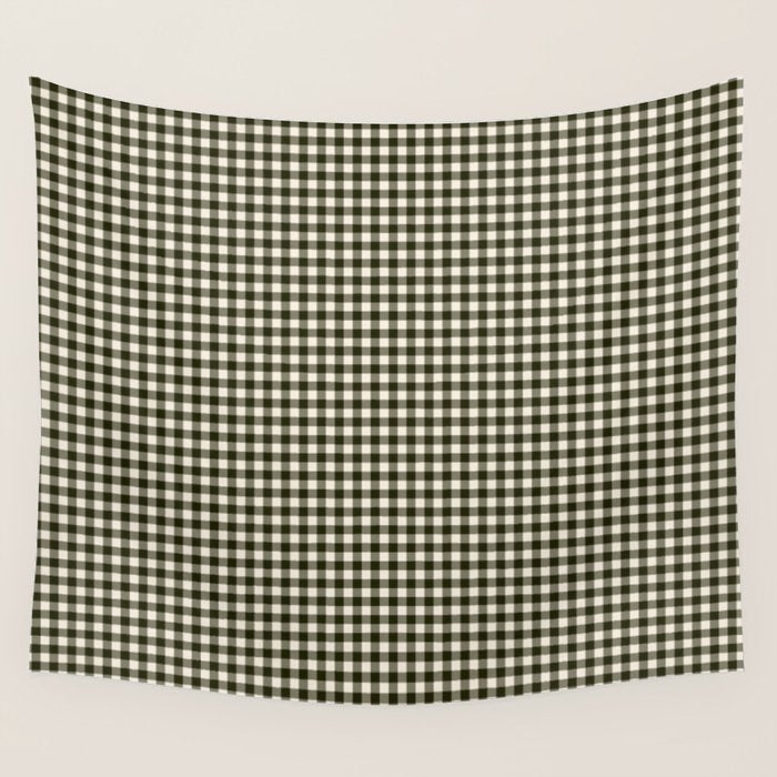 Dark Black Gingham Wall Tapestry Gallery Image 1