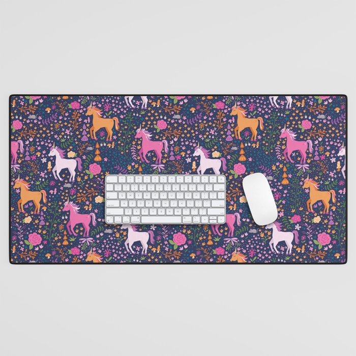 Unicorns Dancing in an Enchanted Garden Desk Mat Gallery Image 1