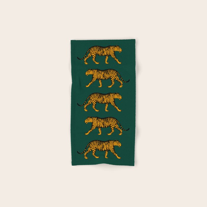 Tigers (Dark Green and Marigold) Bath Towel Gallery Image 1