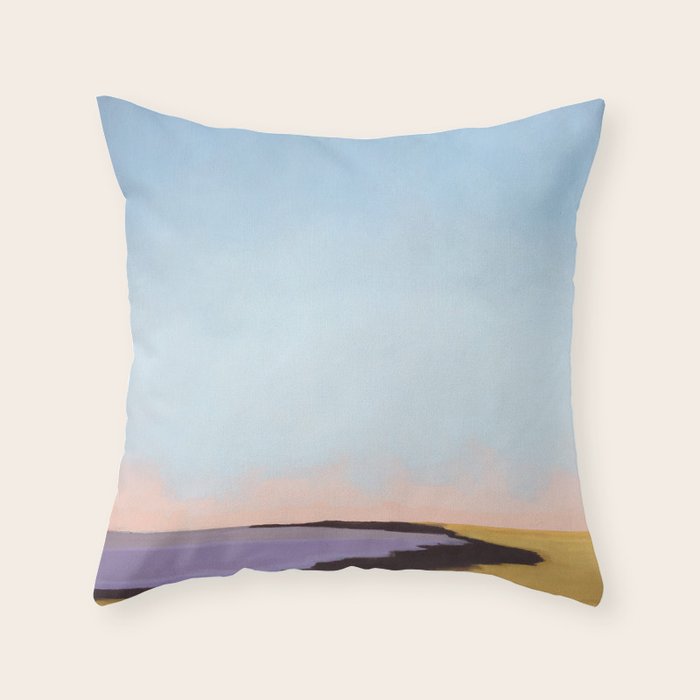 Bay With Purple Water Throw Pillow