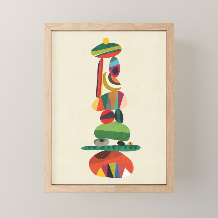Totem - balanced pebbles Mini Art Print Gallery Image 1