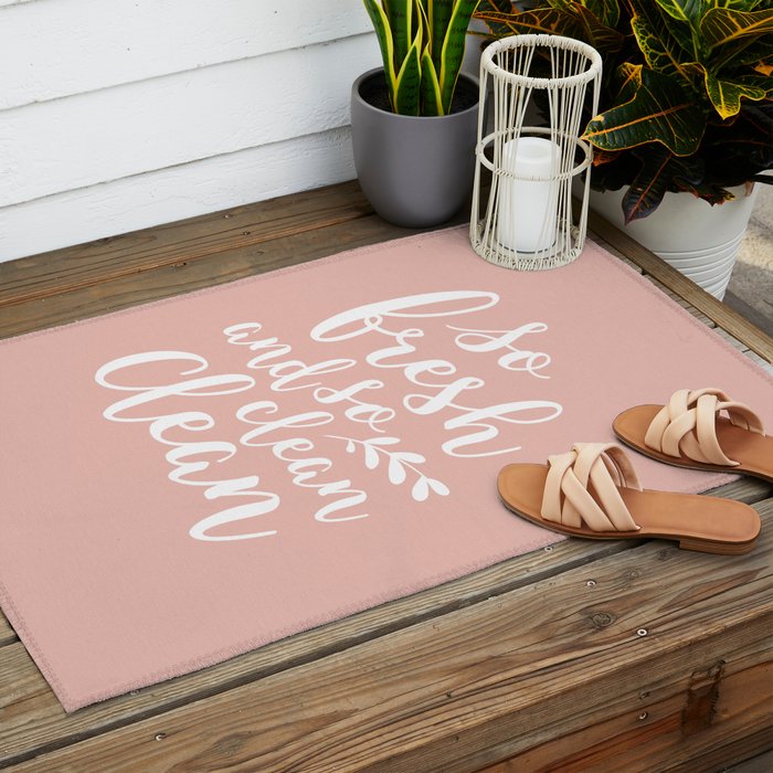 so fresh so clean clean (pink) Outdoor Rug Gallery Image 2