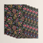Holiday 2025 Festive Floral Foliage Colorful Dark Wrapping Paper Gallery Image 3
