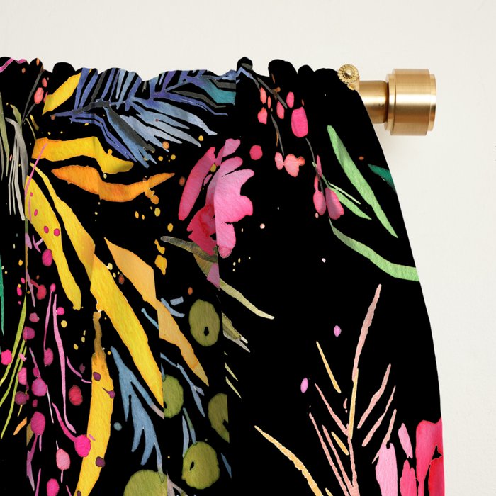 Holiday 2025 Festive Floral Foliage Colorful Dark Window Curtain Gallery Image 2