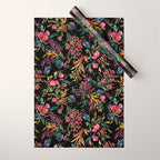 Holiday 2025 Festive Floral Foliage Colorful Dark Wrapping Paper Gallery Image 1